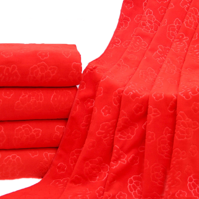 Big Red Bath Towel with Wedding Characters, Large Towel for Wedding Celebrations, Car Hanging Red Gift, Return Gift Towel, Casual Gift 70*140cm