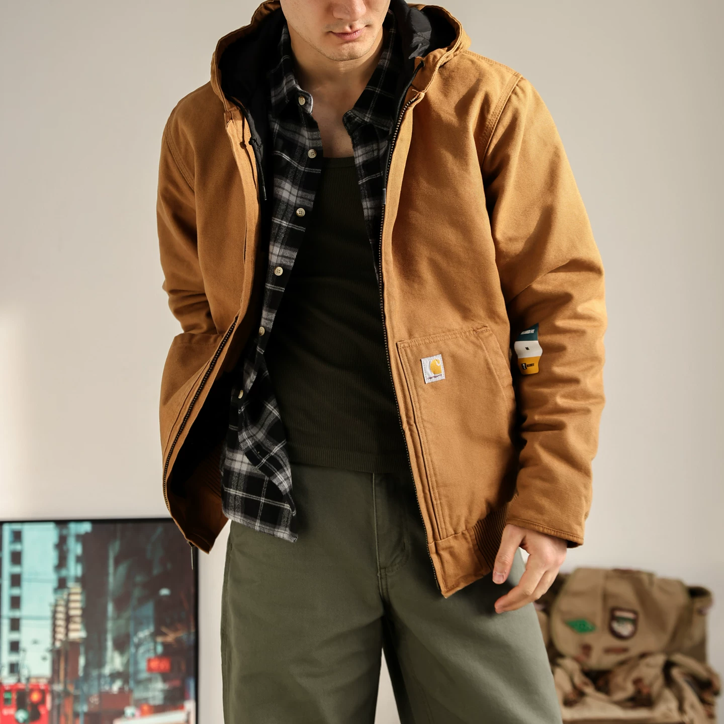 Пуховик-куртка Carhartt Carhartt American рабочая одежда утолщённая куртка с капюшоном J130 хлопковое пальто 104050