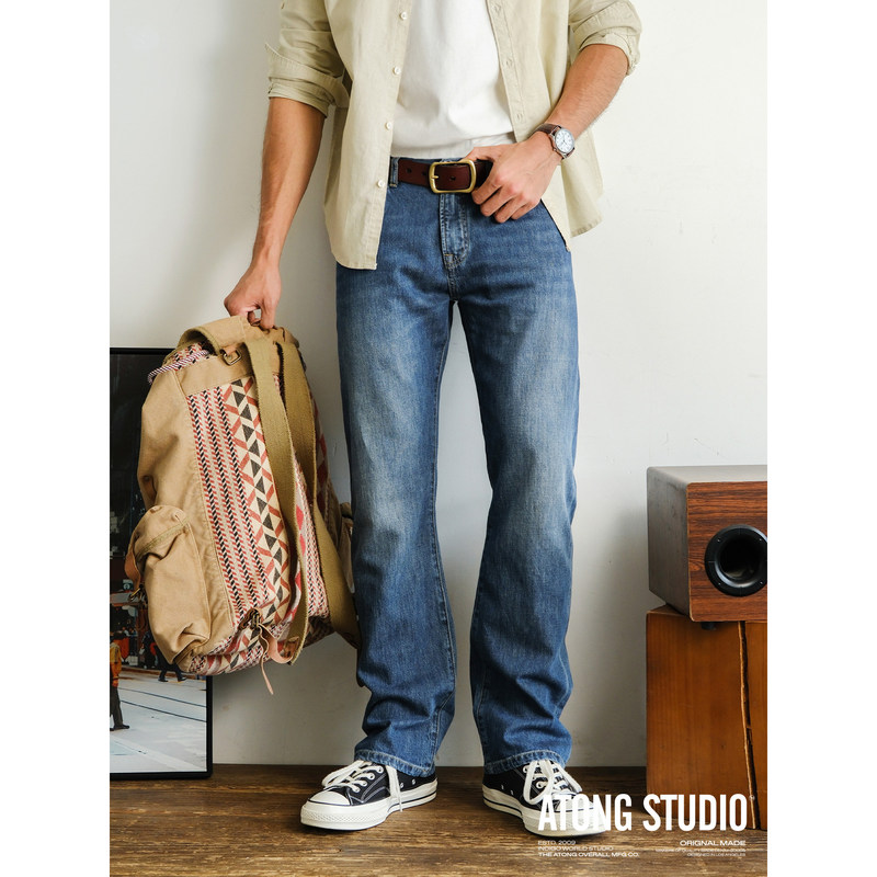 Atong Retro 501 Straight Loose Jeans for Men, Cool Acetate Thin Drapey Long Pants for Summer Atong Retro 501 Straight Loose Jeans for Men, Cool Acetate Thin Drapey Long Pants for Summer