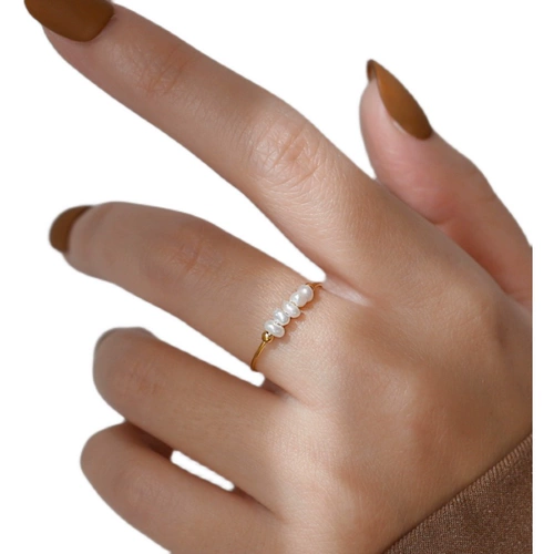 Изысканное небольшое дизайнерское натуральное модное кольцо из жемчуга, изысканный стиль, не выцветает