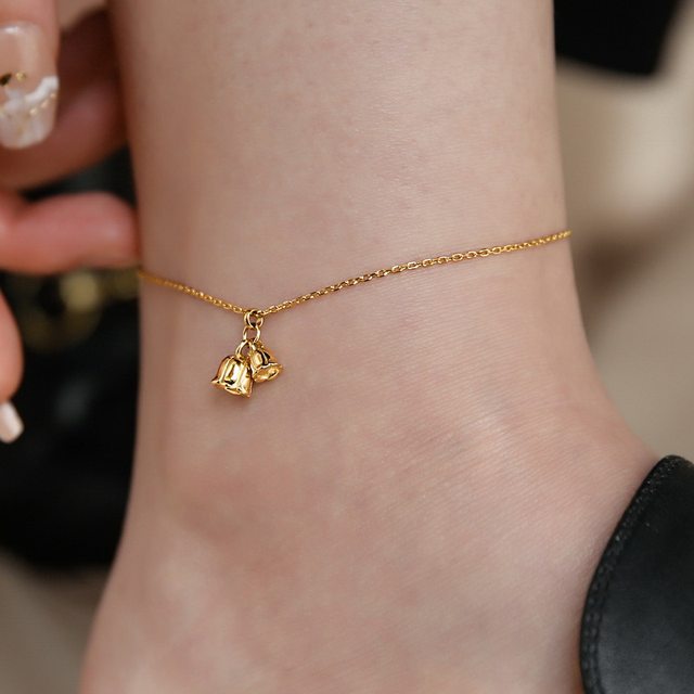 Niche 18K gold-plated light luxury orchid high-end orchid of the valley gold anklet ສໍາ​ລັບ​ແມ່​ຍິງ​ທີ່​ບໍ່​ຈືດ​ຈາງ​ຂອງ​ຂວັນ​ໃຫມ່ 2023