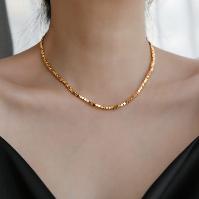 The same style in the gold shop ~ no fading high-end light luxury plated 18K gold broken silver necklace female collarbone chain necklace summer Tanabata