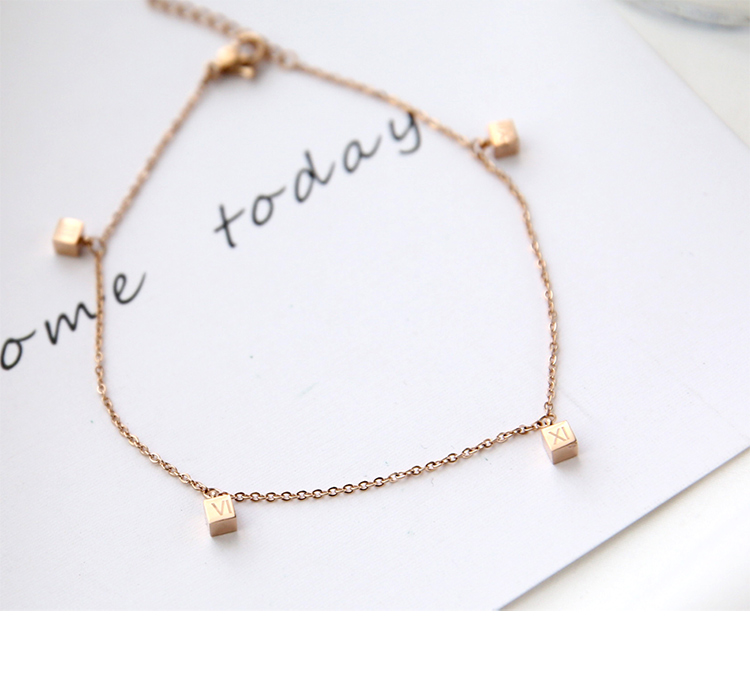 Hàn Quốc nhập khẩu La Mã vuông vòng chân nữ đơn giản Sen mạng thời trang đỏ bạn gái không gây dị ứng không phai các mẫu lắc chân bạc nữ đẹp