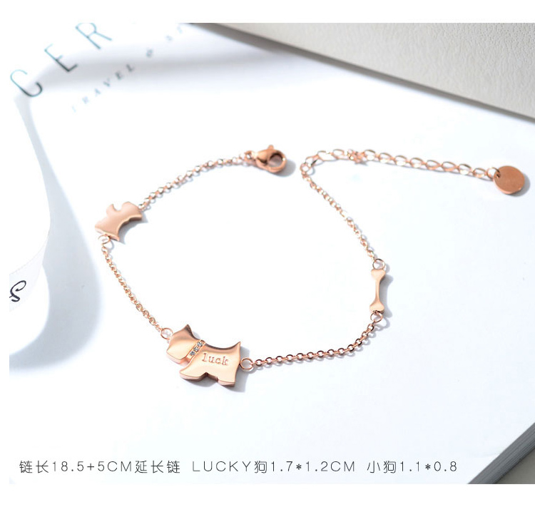 Phiên bản Hàn Quốc của thời trang mạ vàng hồng 18K bằng vàng hồng thời trang nữ bằng thép không phai màu trang sức xã hội hoang dã lắc chân vàng trắng