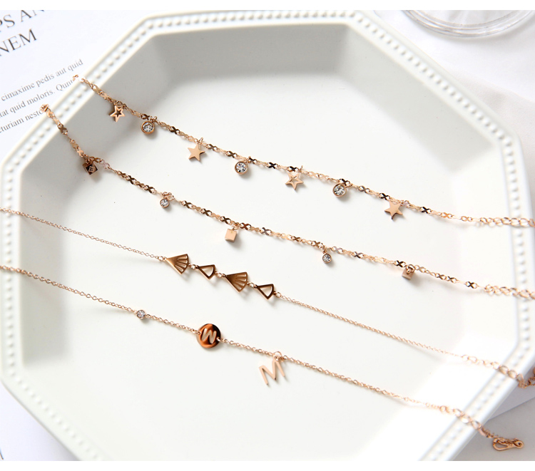 Hàn Quốc bằng thép titan mạ vàng hồng 18K màu vàng vòng chân vàng nữ thời trang đơn giản, màu đỏ học sinh Tanabata không phai - Vòng chân những mẫu lắc chân đẹp nhất