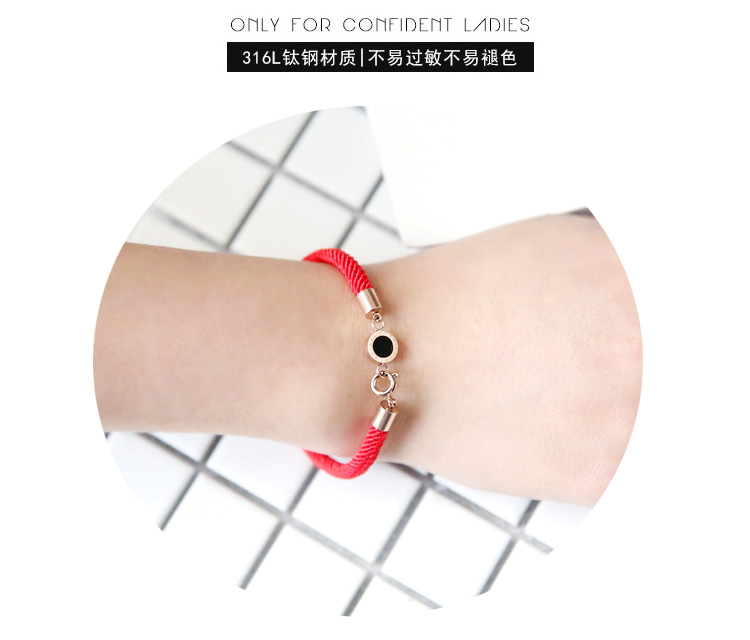 Nhật Bản và Hàn Quốc năm sinh nhật bằng thép titan vàng hồng dây đeo tay màu đỏ La Mã vòng đeo tay vàng đôi quà tặng thời trang trang sức Giáng sinh vòng đá phong thủy