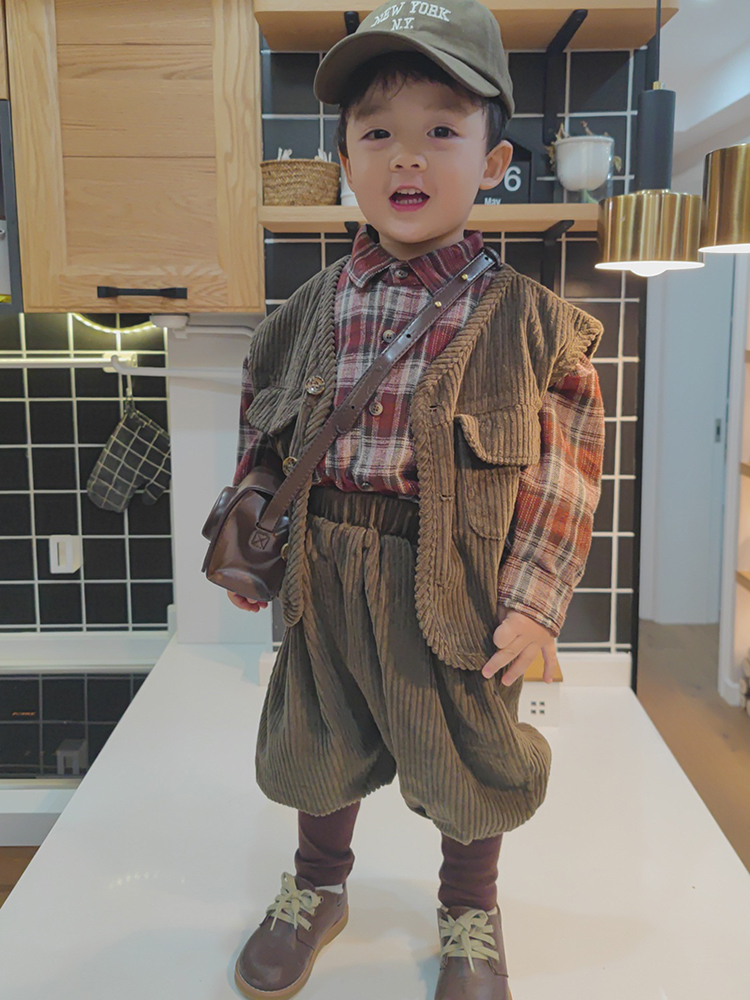 Inkstone home children's clothing net red suit boys and girls children's spring and autumn Korean style trendy corduroy 2022 new