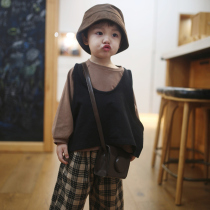 Yantai Kids dress Han striped T-shirt suit children in the wake of shoulder vest boys and girls in spring and autumn