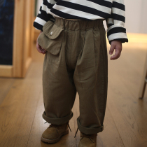 Yan Tai Family Han Boy and Girl Pure Cotton Pants Spring and Autumn Childrens Leisure Pants Baby Raspberry Pants Boy Yan Yan Yan Yan Yan