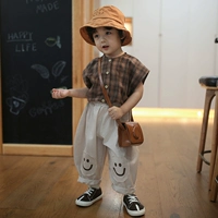 Японская детская летняя рубашка без рукавов для мальчиков, круглый воротник, в западном стиле