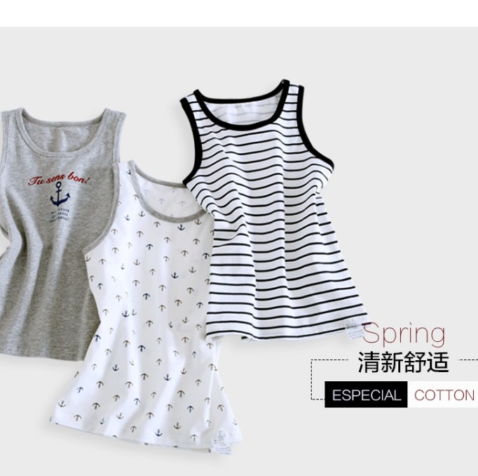 Mom and dad kiss three children pure cotton vest knit vest boy CUHK boy's summer close-fitting waistcoat