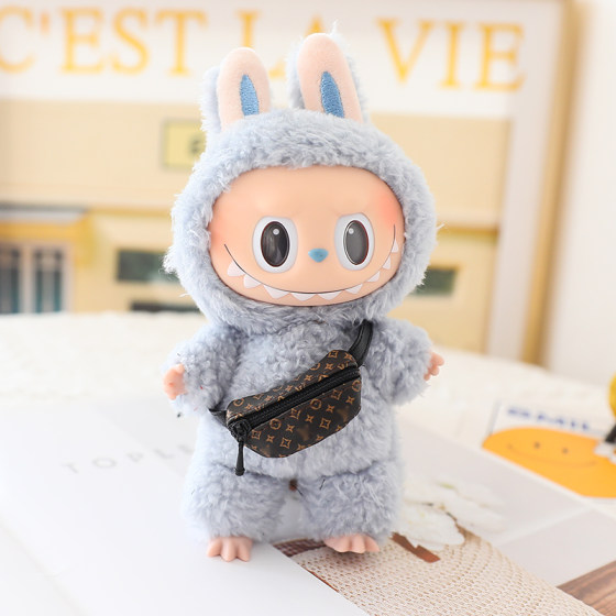 一二三代Labubu盲盒挂件包包坐坐派对拉布布着替娃衣斜挎包腰包包