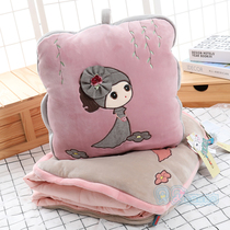 Cartoon cute pillow quilt dual-use summer cool quilt three-in-one cushion is plush toy air conditioner folded car