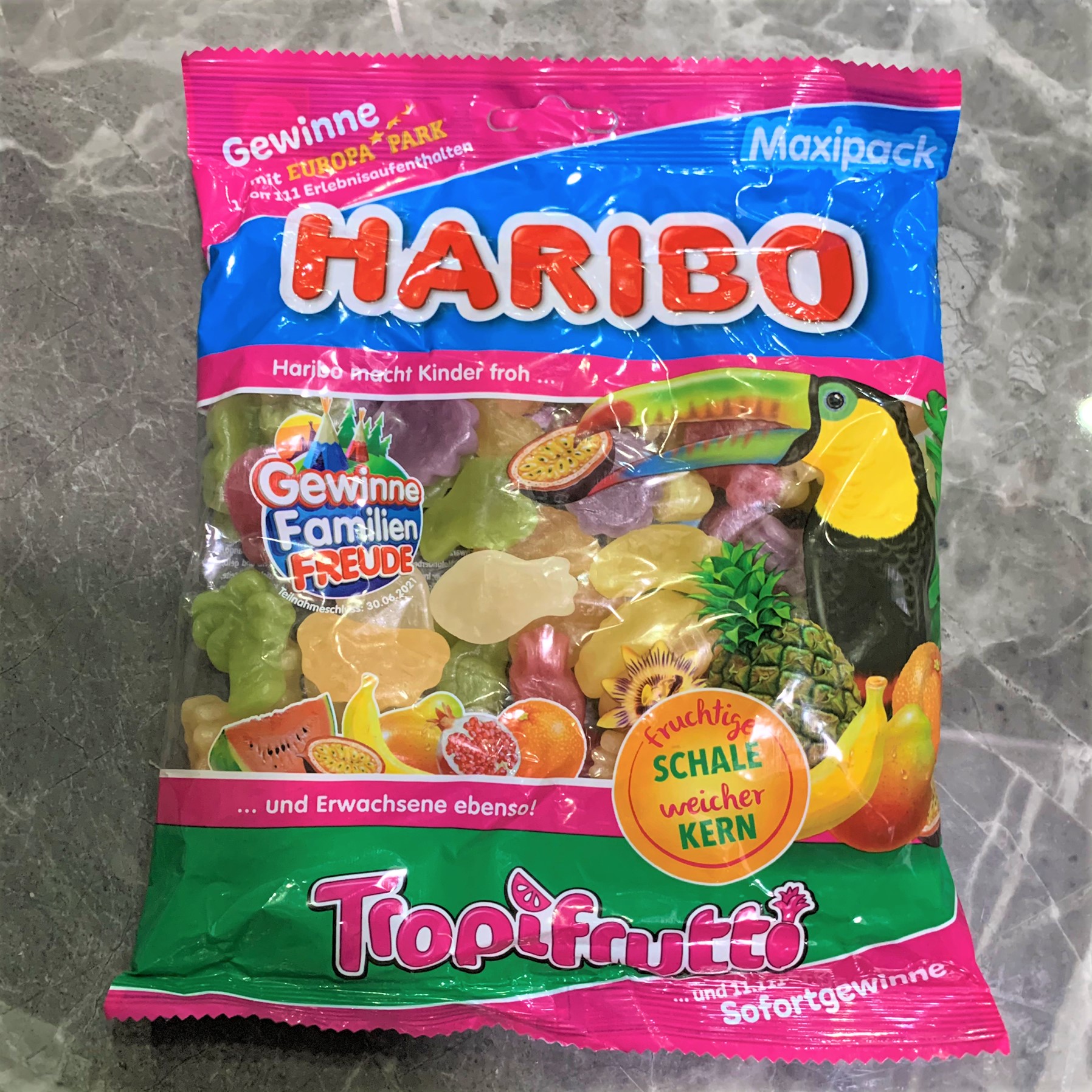 4 bags from Germany Haribo Tropifrutti Tropical fruit flavor Bear sugar Fructose QQ Sugar