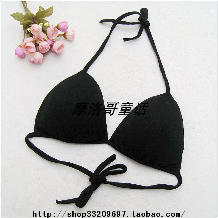 Nổ ~ Xuất Khẩu Nhật Bản Cotton Styling Ngực Pad Treo Vòng Cổ Bikini Đồ Lót Áo Ngực-Đen, trắng