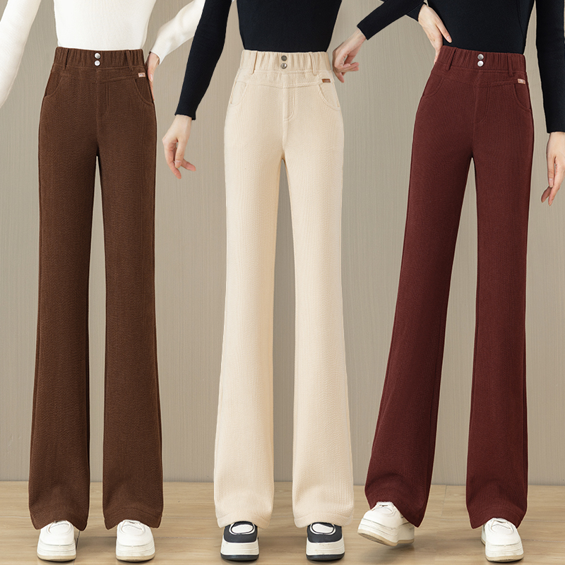 2025 Autumn/Winter New Corduroy Flared Pants for Women, Elastic High Waist, Slimming, Casual, Commuter, Fashionable, Versatile Flare Pants