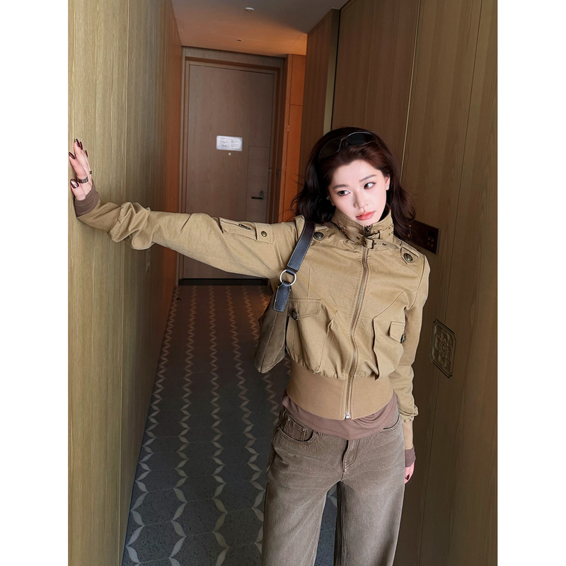 Six Tips for American Retro Distressed Workwear Stand-Up Collar Jacket, New Autumn Fashion Casual Versatile Jacket Top for Women Six Tips for American Retro Distressed Workwear Stand-Up Collar Jacket, New Autumn Fashion Casual Versatile Jacket Top for Women