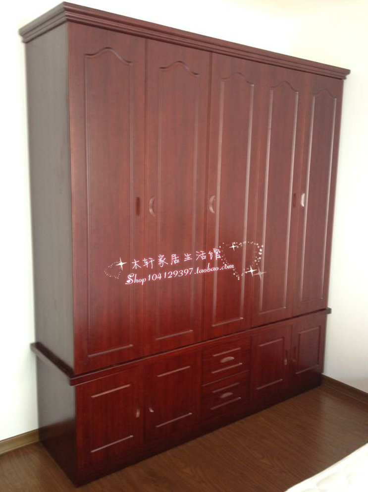 New store specials Environmentally friendly fir five-door wardrobe Solid wood wardrobe Storage five-door wardrobe Detachable wardrobe