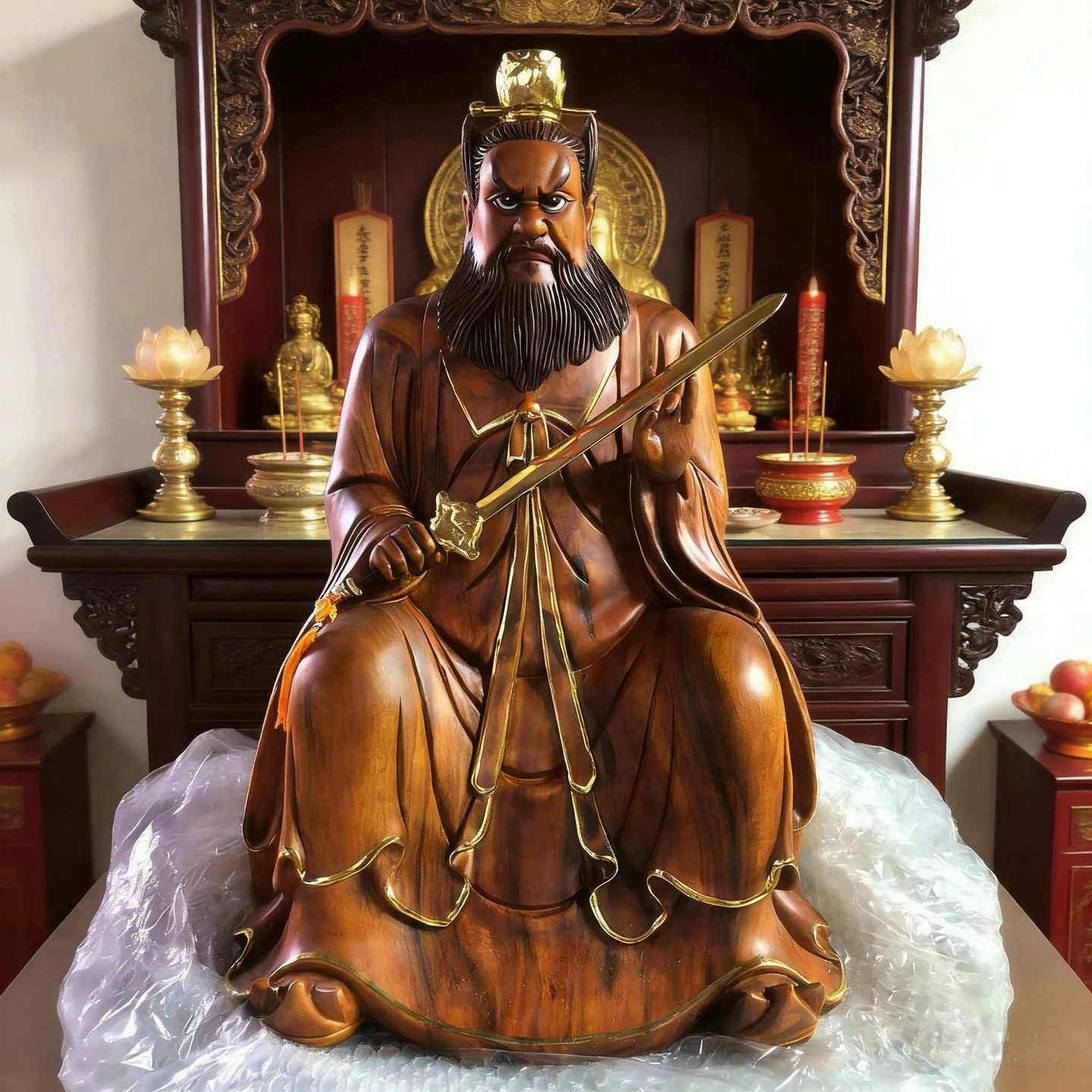 仁】『琉璃製・細密彫・描金・彩繪・福綠財神像・仏教古美術・供養品 