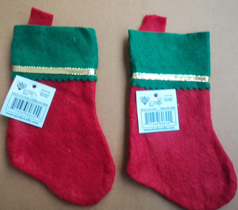 Christmas decorated with gold line Christmas socks Christmas candy bags Gift bags Little Hanging light plate