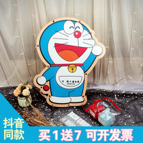 Cute cartoon machine cat creative Doraemon A dream custom wedding sign to board wood chip sign blessing childhood birthday