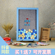 Sign in photo frame pine blue voltage creative sign-in desk love signature book book custom annual meeting activity wood chip