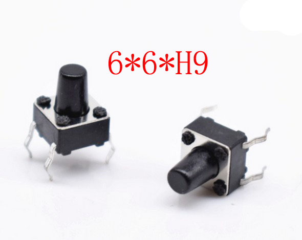 Straight Inserts Black Four Feet 6 * 6 * 9MM Light Switch Key Switch Microswitch 4 Feet Electronic Components