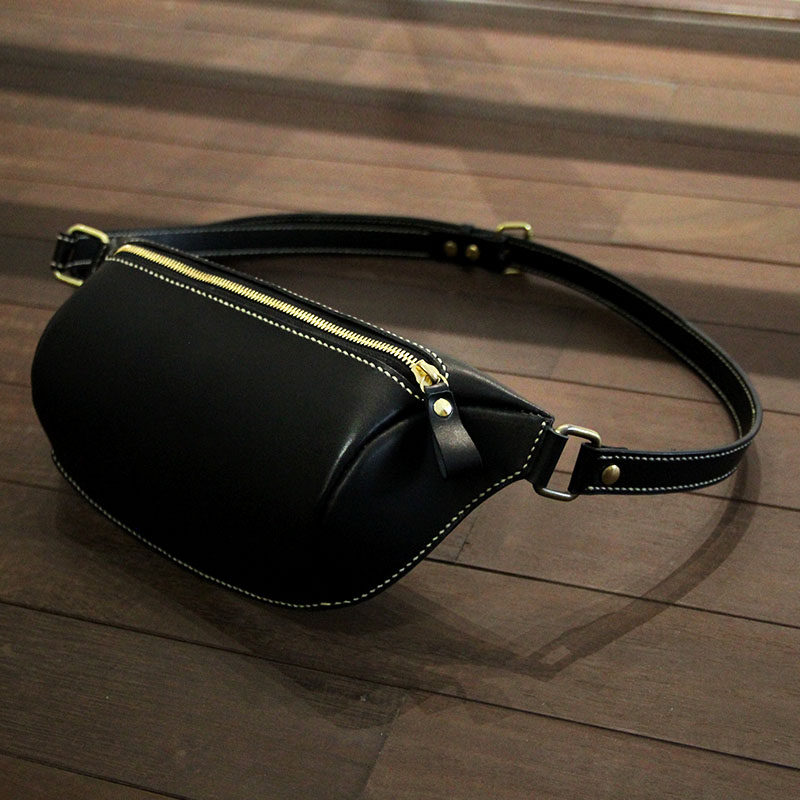 Cowhide chest bag men's bag handmade vegetable tanned leather messenger bag waist bag simple fashion