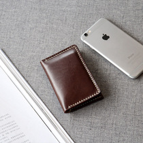 Slow hand hand-tanned leather leather business card holder handmade card bag large capacity card bag mens and womens business card holder