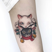 Over 15 yuan Ukiyo-E cat tattoo stickers Waterproof female long-lasting simulation tide Korean tattoo stickers