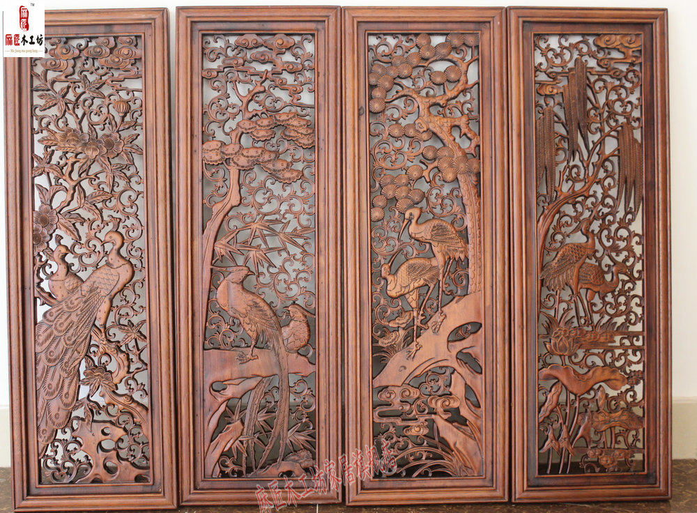 East Yang Wood Carving Imitation Ancient Incense Camphor Wood Strip Screen Pendant Wall-mounted Wall Hanging Background Wall Solid Wood Spring Summer Autumn Winter