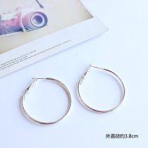 Super Korean Silver big circle circle invisible ear clip without ear clip Spring earrings fake ear stud earrings