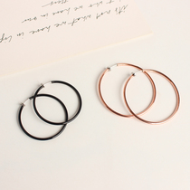 South Korea Korean version of cute extremely simple wild large circle without pierced ears earrings black rose gold new arrival ear clip