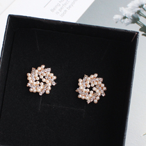 Silver needle flying snowflake earrings Simple and all-match daily commuter earrings Feminine temperament design sense niche earrings ear clip