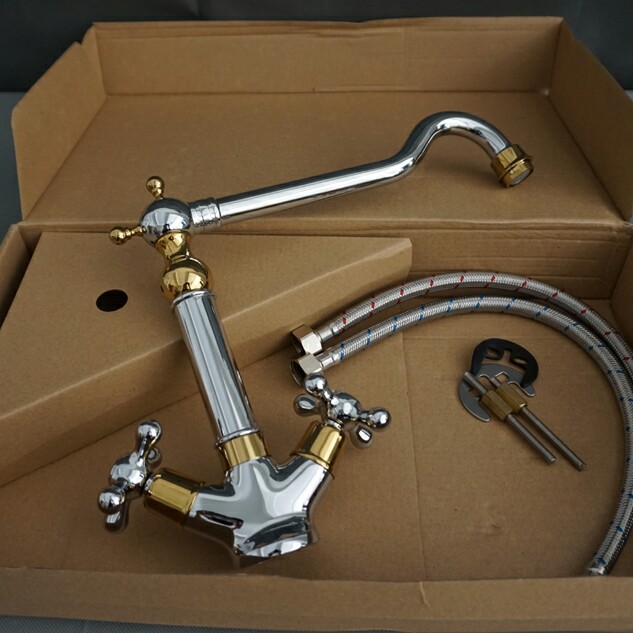 British retro classic copper kitchen faucet Italian Aegean Sea beautiful arc single hole cold and hot mixed faucet