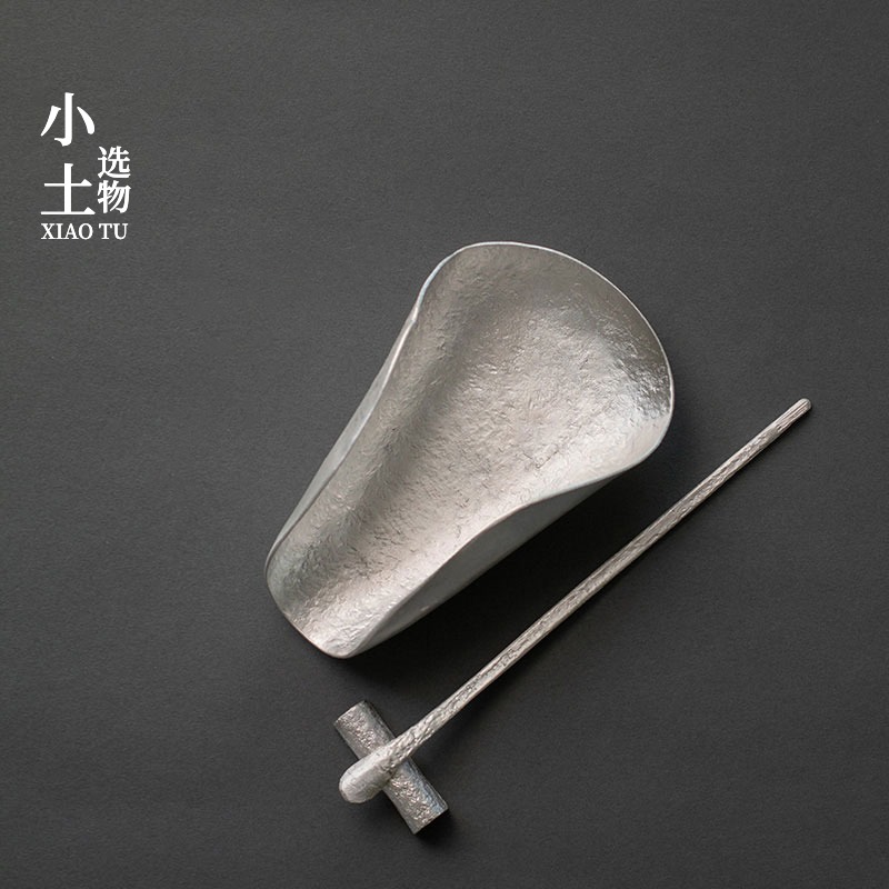 Japanese handmade tin tea is tea spoon tea shovel teaspoon vintage tea lotus accessories take tea set metal tea ceremony six gentlemen