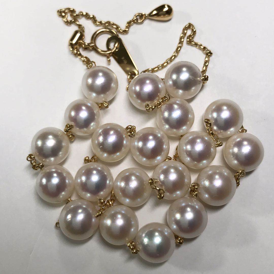 (Spring Breeze Club Japan Direct Purchase) K18AKOYA Beads Gypsophila Necklace