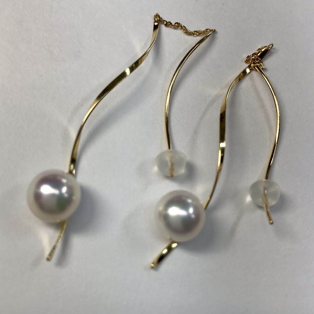 (Chunfeng Social Japan Direct purchase) AKOYA Pearl K18 ear pendant