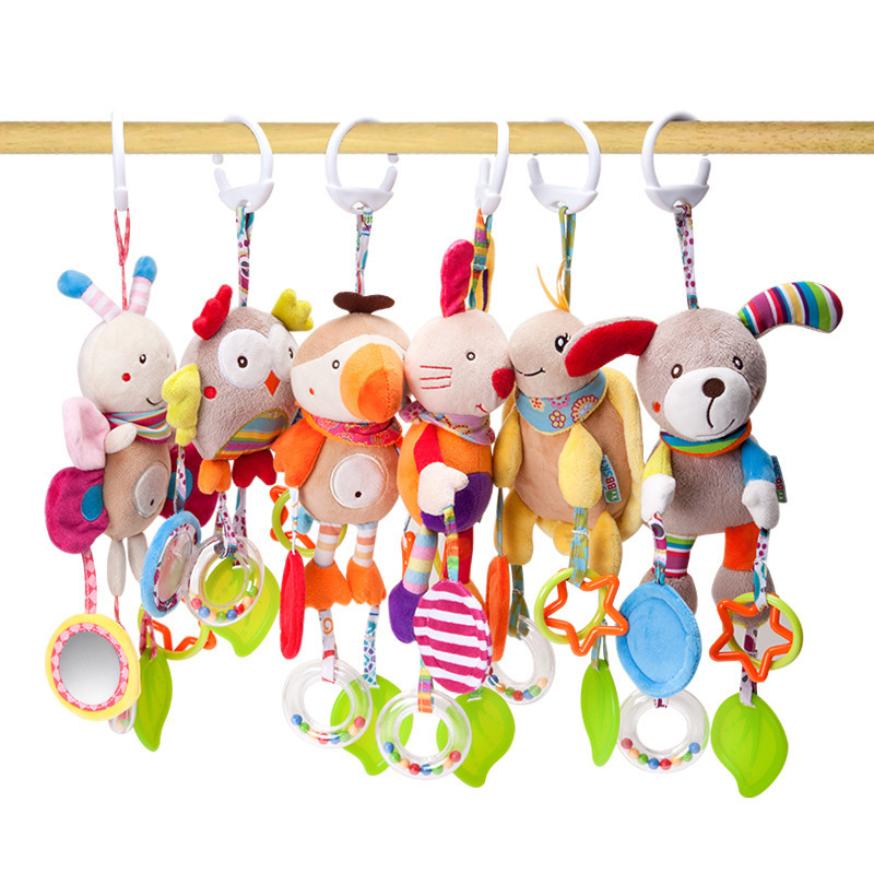 Cute Cartoon Animal Wind Bell Plush Dolls Multitouch Sensation Baby Goodenware Stroller Pendant Bedside Music Bell Sounding Toy