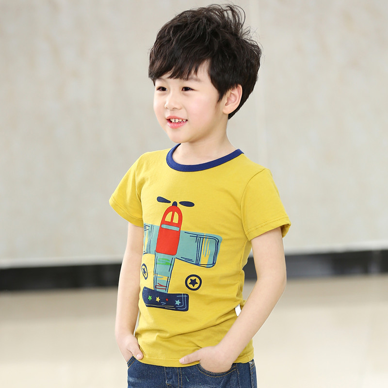 Trẻ em gái t-shirt chạm đáy siphon bông nửa tay áo lớn bé bé áo cậu bé mùa hè áo thun T-shirt tay áo ngắn.