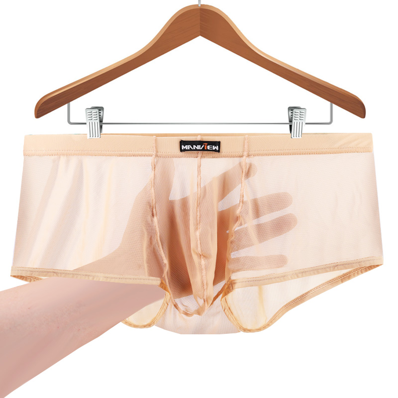 Đồ lót nam trẻ trung nam đầy đủ trong suốt boyshort nam siêu mỏng eo thấp túi lưới gợi cảm quan sip nu