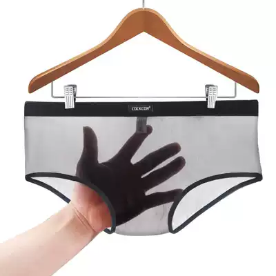 One piece of men's sex underwear men's breifs transparent ultra-thin low waist show sexy JJ no crotch small flat angle
