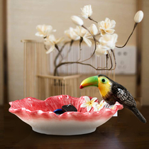 American hand-painted ceramic decorative storage bowl Toucan shape fruit plate Key storage box Entrance coffee table storage plate