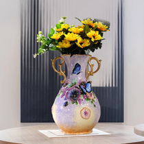Jane Eyre series European home style butterfly ceramic vase Hand painted ceramic binaural shape flowers hydroponic flower arrangement