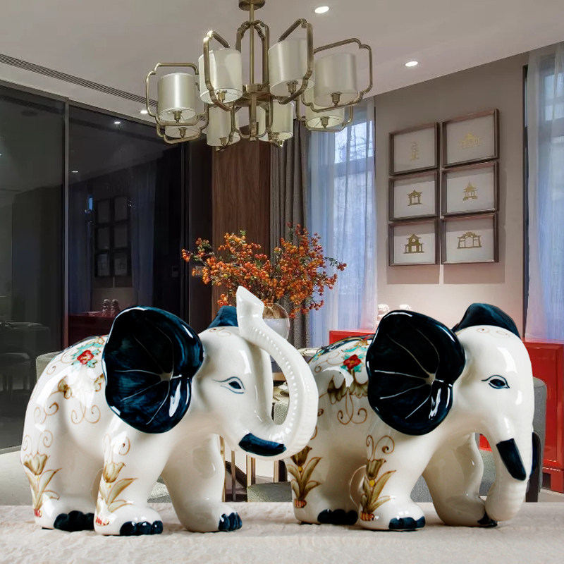 Chinese American style ceramic decoration Elephant furnishings Auspicious Hospitality Goods and Ceramics Crafts High-end Home Decoration Gifts