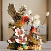 Chinese love bird ceramic knickknacks Exquisite hand-painted ceramic bird decorative ornaments Xinju Duobao Pavilion decorative gifts