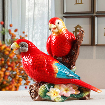 Ceramic parrot decoration American Chinese high-grade ceramic parrot decoration ornaments Dobao Pavilion decoration New home gift