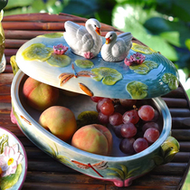 Chinese swan ceramic candy box Exquisite home craft decoration Candy can storage box High-grade new home gifts