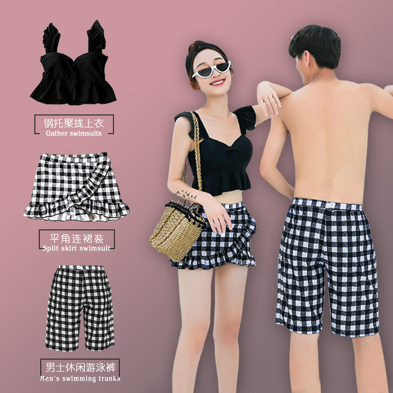 Lovers Swimsuit Women's 2021 New Korea Bubble Spa Seaside Holiday Suit Beach Eroi Couples Honeymoon Couple