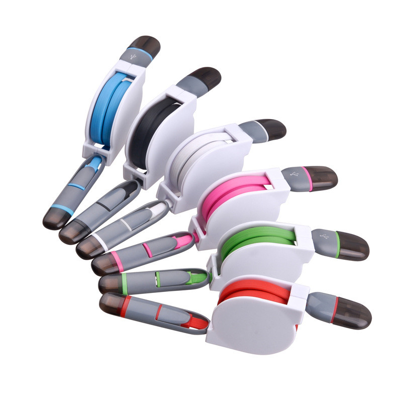 2-in-1 scaled data line Android typec applies to Apple one-drag second phone fast charging line custom logo